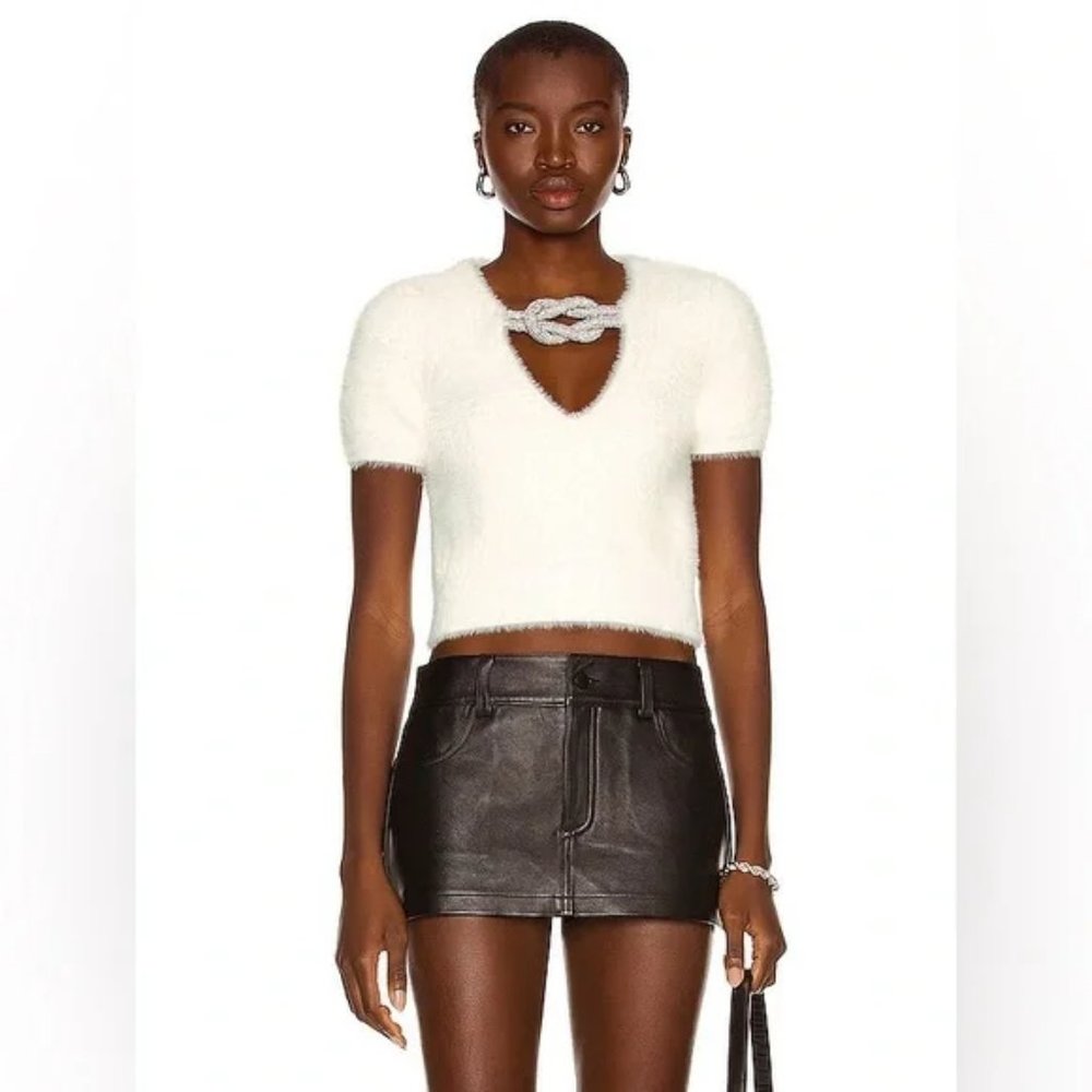 Alexander Wang Crystal Embellished Faux Fur Top